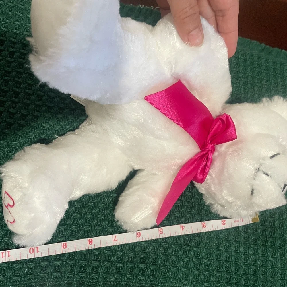 White Teddy Bear with Pink Bow looks New
